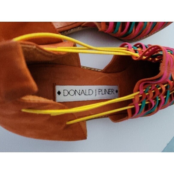 Donald Pliner Anthropologie Rainbow Leather Woven Elastic Slide D’Orsay Flat 9 - Picture 6 of 7
